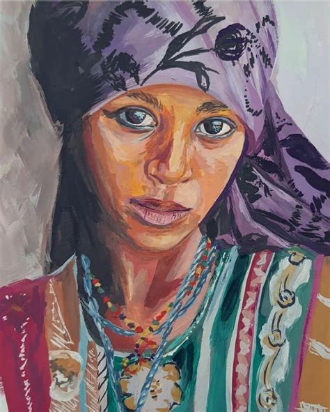 A Painting Of A Woman Wearing A Purple Headdress