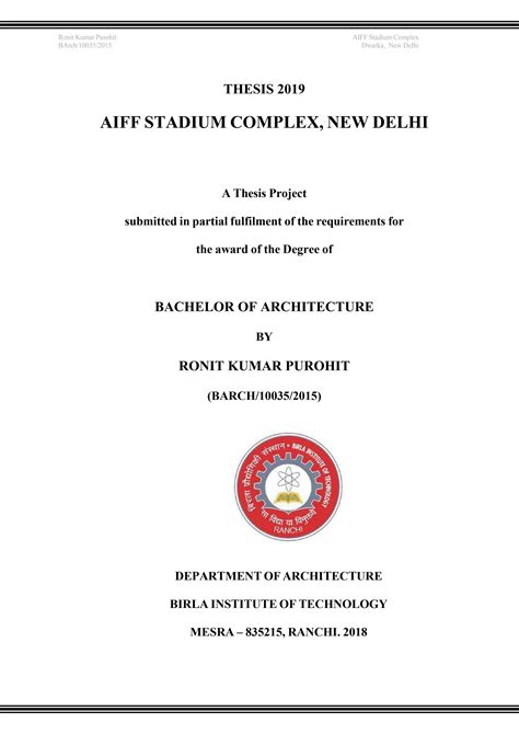 Architectural Thesis On Design Of Aiff International Football Stadium