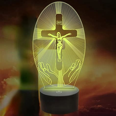 Jezus krzyż 3D lampka nocna LED 3D lampa iluzoryczna 16 zmiana koloru