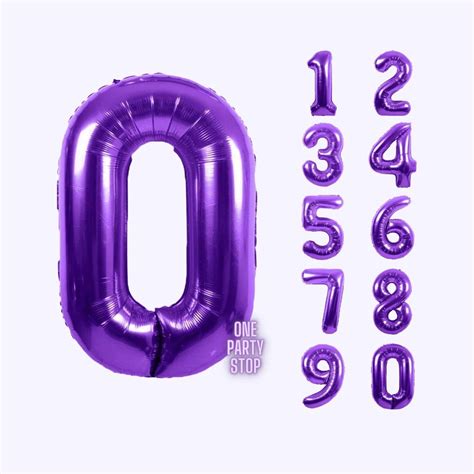 34 Purple Number Balloons Foil Mylar Number Balloons Metallic Purple ...