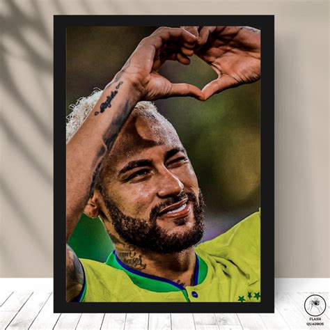 QUADRO NEYMAR JR BRASIL FUTEBOL PSG CAMISA C MOLDURA E VIDRO A4 A3 REF