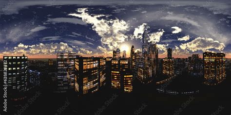 Night City Cityscape Environment Map Hdri Map Equirectangular