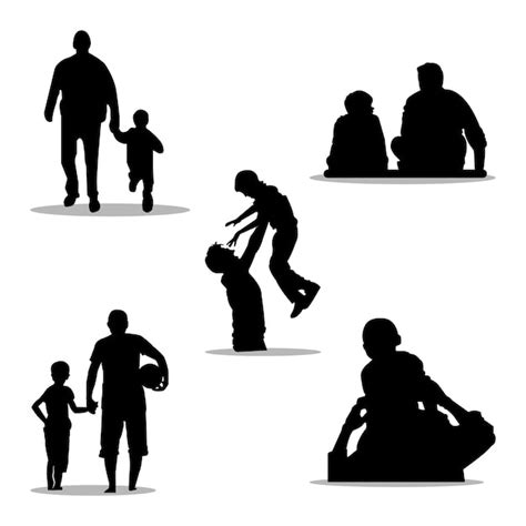 Premium Vector Set Of Silhouette Father And Son Flat Illustration