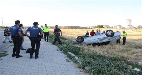 Kontrolden çıkan otomobil takla attı 2 yaralı İhlas Haber Ajansı