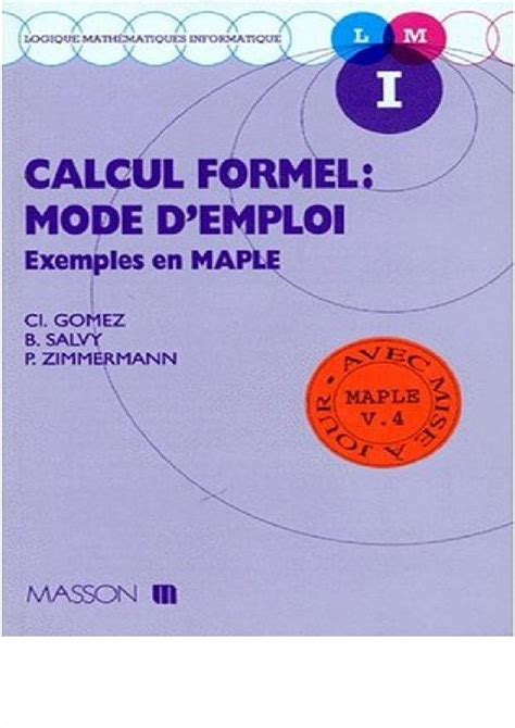 PDF Gomez Salvy Zimmermann Calcul Formel Mode D Emploi Exemples En