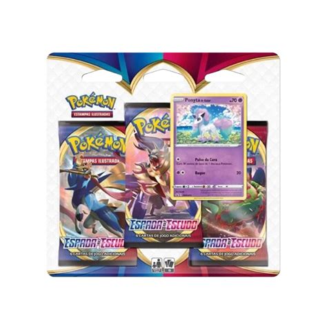 Kit Cartas Pokémon Blister Triplo 3 Pacotes 1 Carta Ponyta Submarino