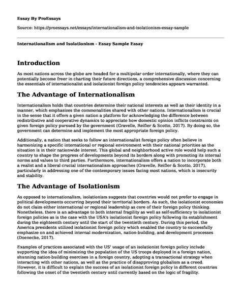 📗 Internationalism and Isolationism - Essay Sample - Free Essay, Term ...