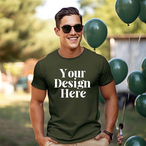 Gildan 64000 Mockup Military Green Gildan 64000 Mockup Gildan Tshirt