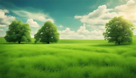 premium photo  field  trees   green field   sky background