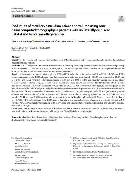 PDF Evaluation Of Maxillary Sinus Dimensions And Volume Using Cone