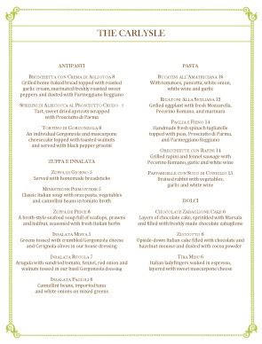 Customize Italian Fine Dining Menu