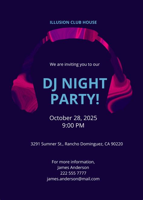 Free DJ Party Invitation Template to Edit Online
