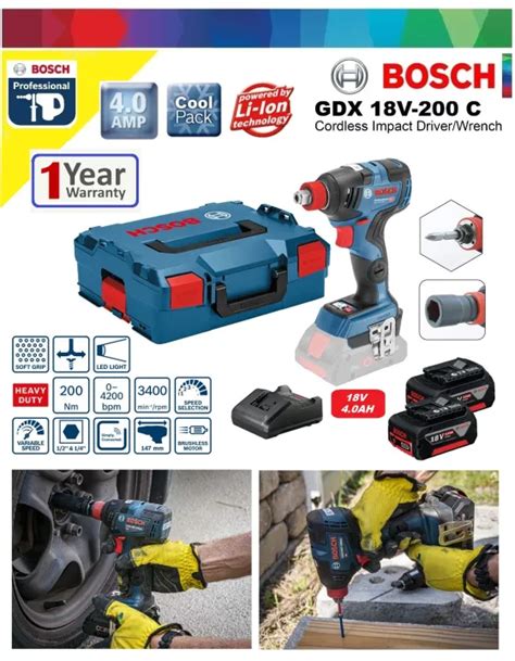 Bosch GDX 18V 200C Brushless Cordless Impact Driver Wrench Lazada