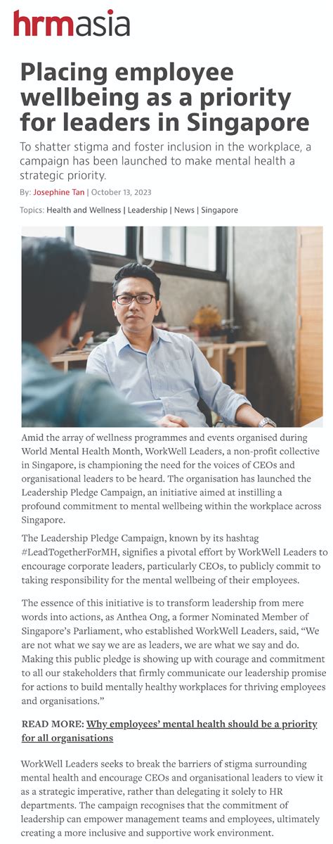 Hrm Asia Placing Employee Wellbeing As A Priority For Leaders In