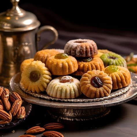 Surtido de maamoul de sémola o galletas de mamoul con dátiles Foto