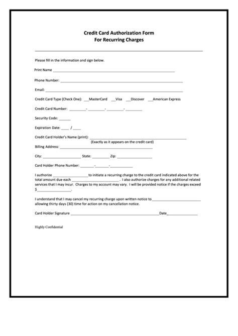 Recurring Payment Authorization Form Template