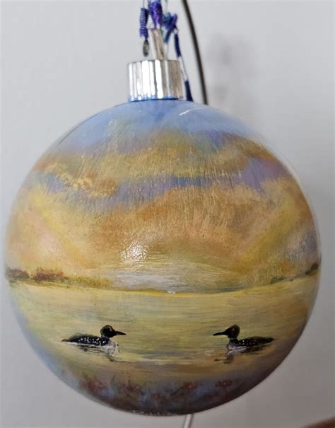 Hand-painted Nature Bulb, Loons at Sunset - World of Harmony Music & Art