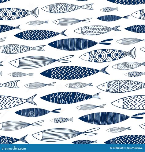 Teste Padrão Sem Emenda Dos Peixes Decorativos 2 Ilustração do Vetor