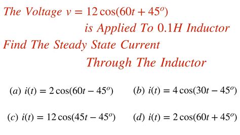 How To Find Steady State Current In Inductor Ac Analysis Phasor