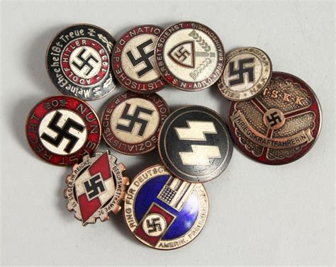 Sold Price: TEN VARIOUS NAZI BADGES. - July 4, 0119 10:30 AM BST