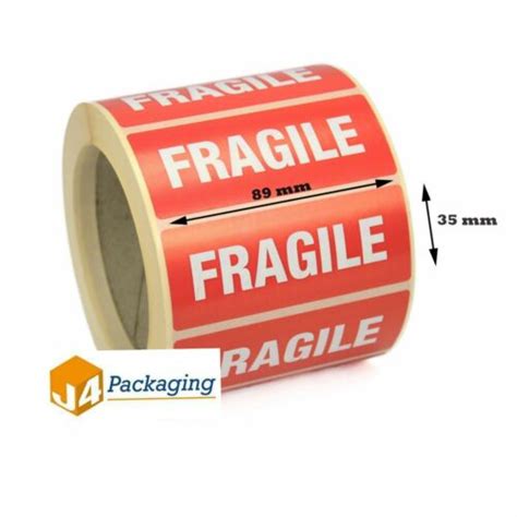 Fragile Parcel Labels Postage Stickers 89 X 32mm Permanent Self