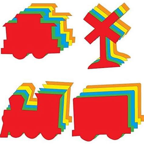 Train Large Assorted Color Creative Cut-Out Set, With Engine, Box Car ...