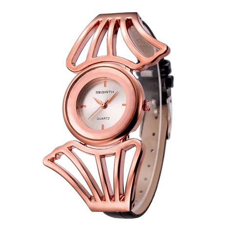 Rebirth New Top Quality Ladies Wing Design Leather Strap Quartz Watches