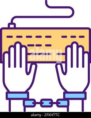 Cybercrime Law Cyberbullying Line Icon Vector Illustration Stock Vector