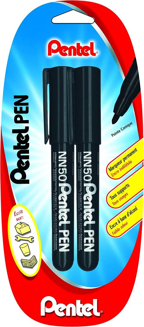 Pentel N Lot De Marqueurs Permanent Pointe Conique Noir Amazon Fr