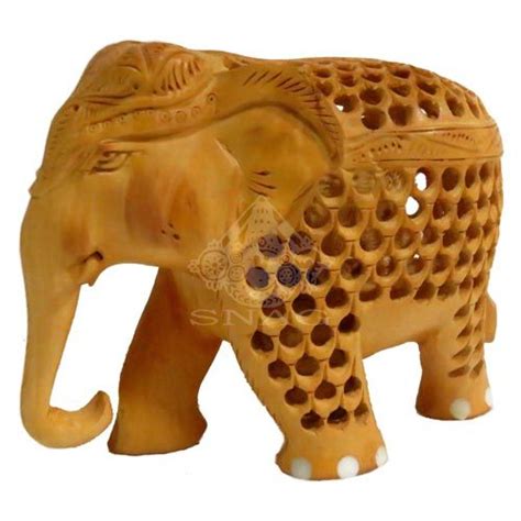 Shrinath Art Gallery Wooden Undercut Work Elephant For Home Decor At