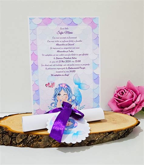 Invitatie Botez Papirus Sirena Ib Tiparire Text Nu Asamblare Nu