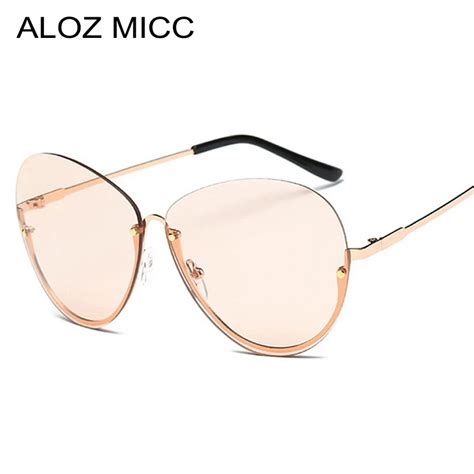 Aloz Micc Brand Women Luxury Sunglasses Designer Fashion Metal Half Frame Sun Glasses Uv400