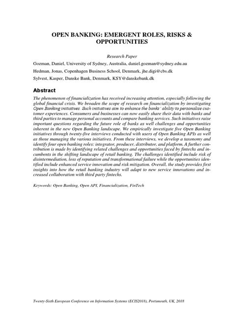 Open Banking: Emergent Roles, Risks & Opportunities | PDF | Master Card ... 