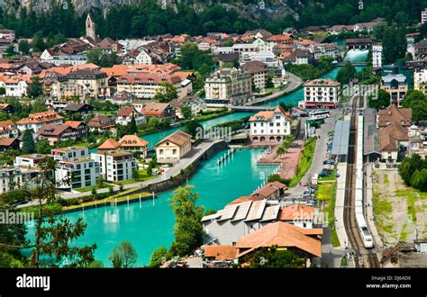 Europe Switzerland Canton Bern Bernese Oberland Interlaken Aare