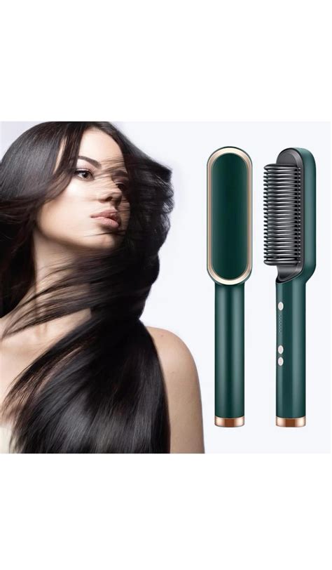 Hair Straightener Brush With 5 Temp Negative Ion Styling Comb 2 In 1