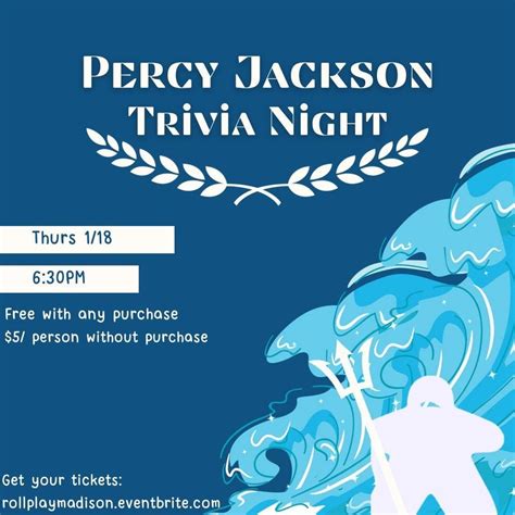 Percy Jackson Trivia Night, Garver Feed Mill, Madison, January 18 2024 ...