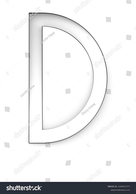 Letter D Cut White Background Rotated ภาพประกอบสต็อก 2195013777