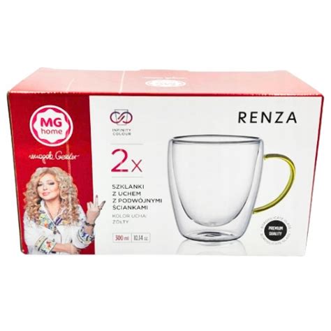 MG Home Renza Szklanki termiczne ze złotym uchem 300ml 2szt szklanki z