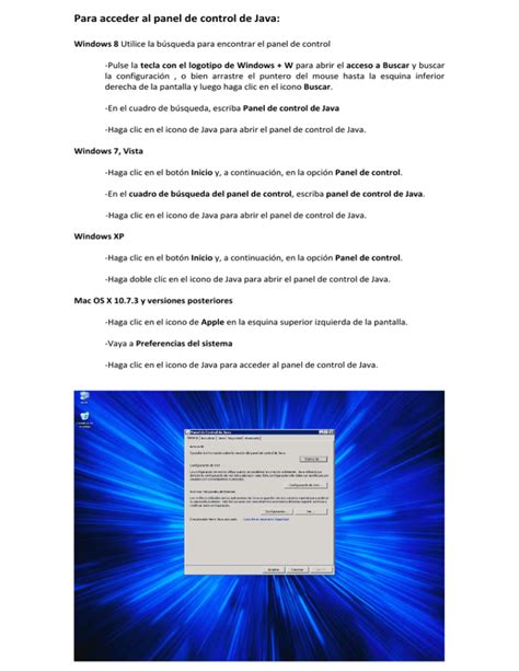 Para Acceder Al Panel De Control De Java