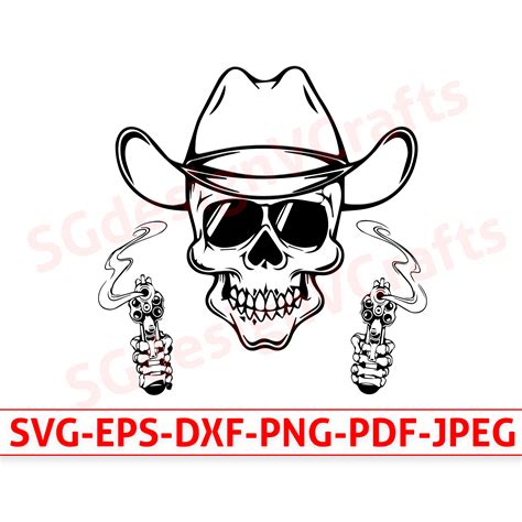 Skull in Cowboy Hatcowboy Skeleton With Guns Svgcowboy Skull - Etsy Canada