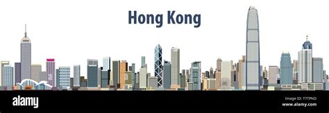 Vector Illustration Of Hong Kong City Skyline Stock Vector Image Art