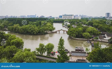 View Of South Lake Scenic Area And City Skyline In Jiaxing China Stock