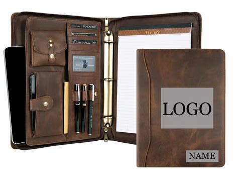 Deluxe Leather Padfolio Case Zipper Portfolio Organizer