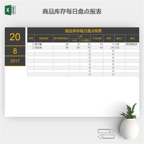 商品库存每日盘点报表 椰子办公