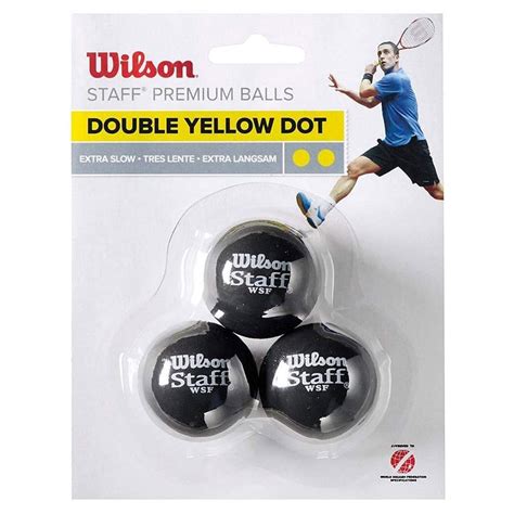 Wilson Staff Double Yellow Dot Squash Balls 3 Ball Racquetguysca
