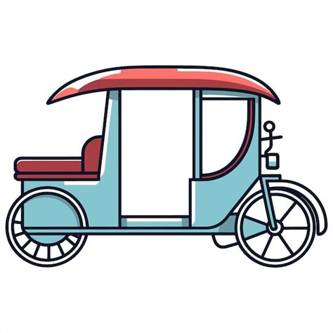 Premium Vector Rickshaw Flat Icon Outline In The Style Of Simple Vector