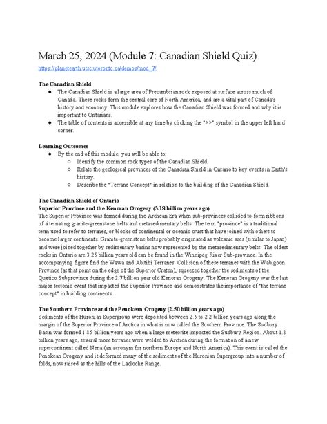 Eesa06 H3 S Module 7 Notes March 25 2024 Module 7 Canadian Shield