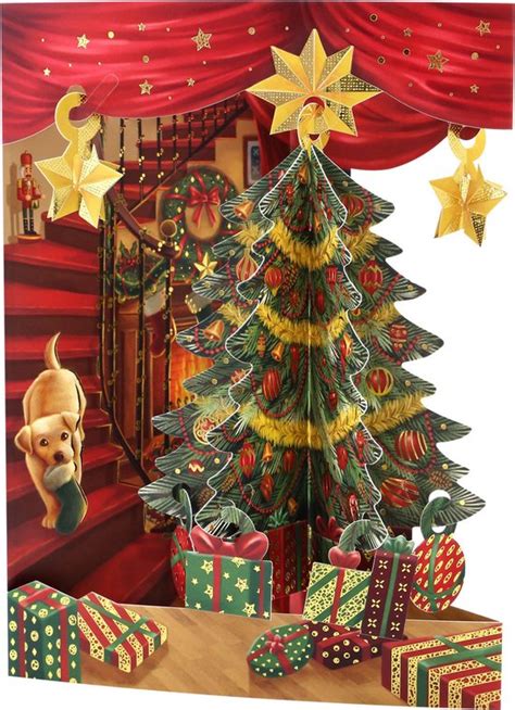 3D Swing Pop Up Kerst Wenskaart Met Envelop Christmas Tree Kerstboom