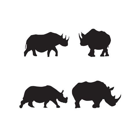 Rhino Silhouette Rhinoceros Symbol Set 2187907 Vector Art At Vecteezy