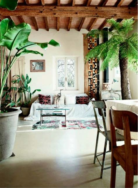 Sala decorada con plantas